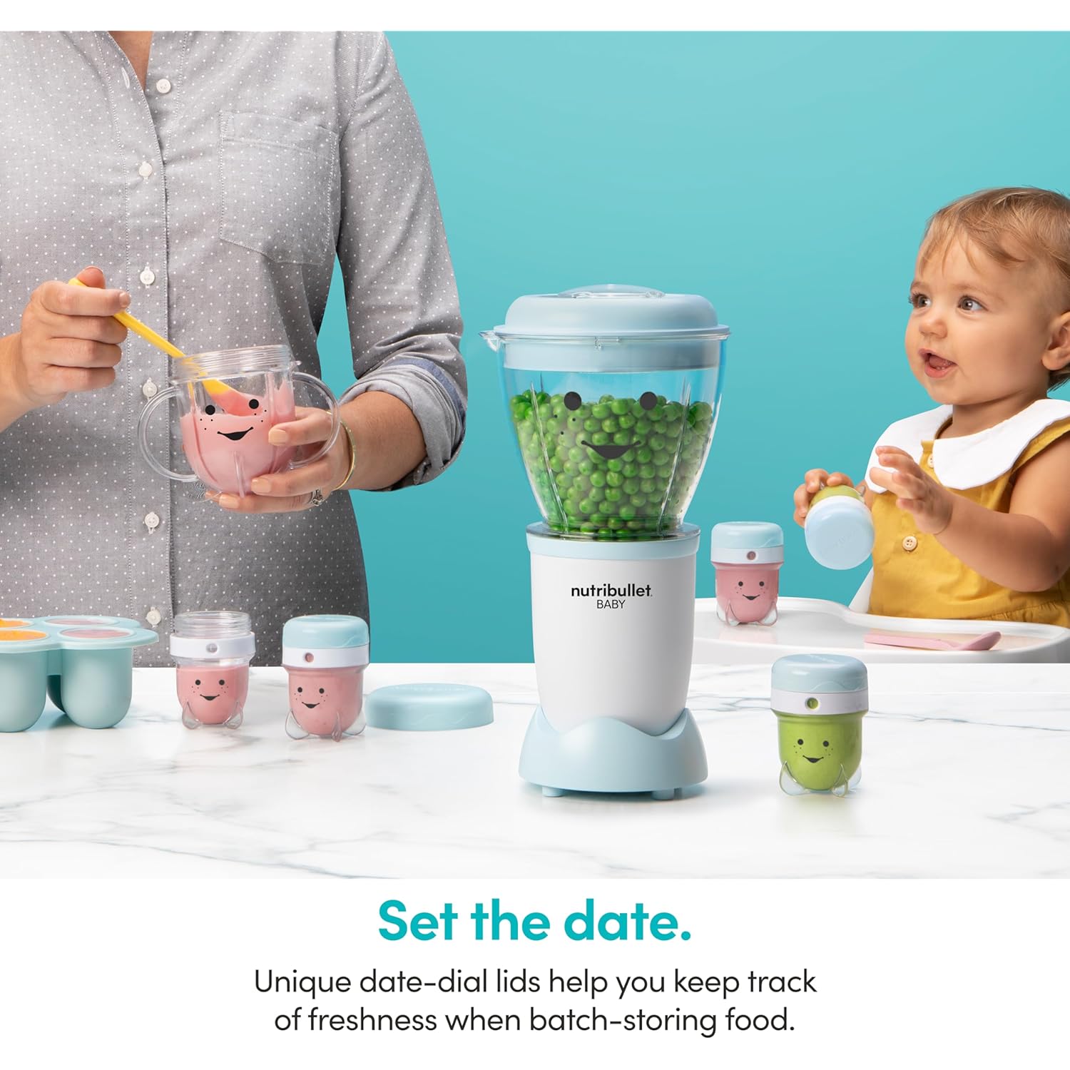 NutriBullet NBY-50100 Baby Complete Food-Making System, 32-Oz, White, Blue, Clear