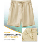 Rdruko Men'S Casual Shorts, 9" Linen Zipper Pocket Shorts Elastic Waist Drawstring Breathable For Summer Vacation Lounge