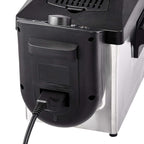 Amazon Basics 3.2-Qt (3.0L) Electric Deep Fryer With Adjustable Temperature Control, Easy Draining Basket, Viewing Window, Fast-Heating 1500W, Stainless Steel Exterior, Black & Silver