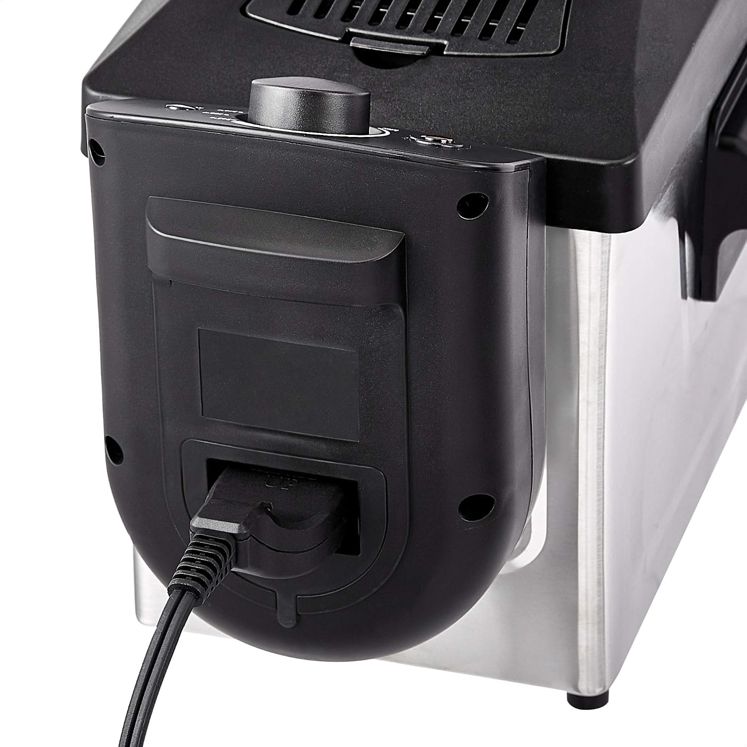 Amazon Basics 3.2-Qt (3.0L) Electric Deep Fryer With Adjustable Temperature Control, Easy Draining Basket, Viewing Window, Fast-Heating 1500W, Stainless Steel Exterior, Black & Silver