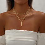 Gold Necklace for Women 14K Gold Plated Layered Cross Bar Necklace Herringbone Figaro Paperclip Flat Chain Cute Charm Accessories Non Tarnish Jewelry Set Gifts for Women