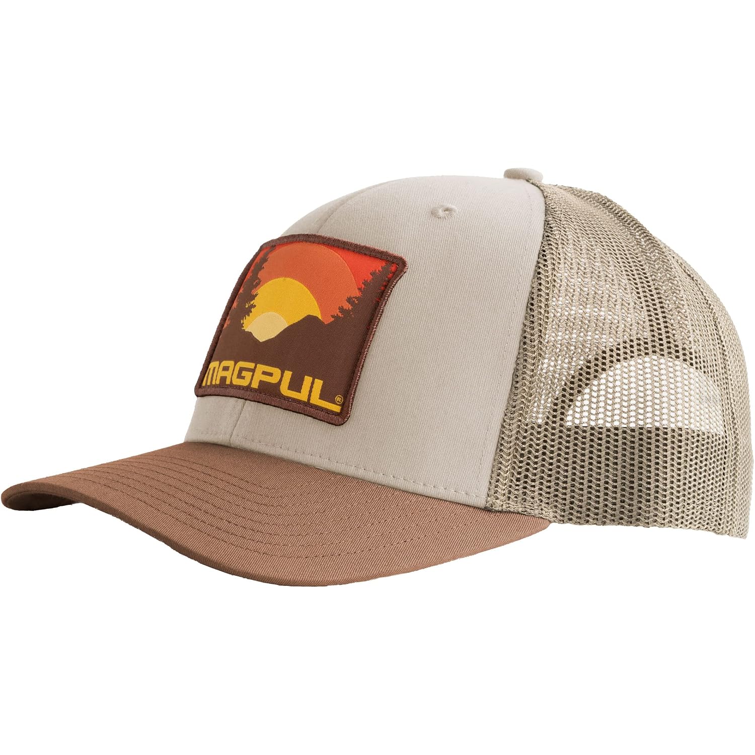 Magpul Trucker Hat Snap Back Baseball Cap, One Size Fits Most Daybreak Mesquite