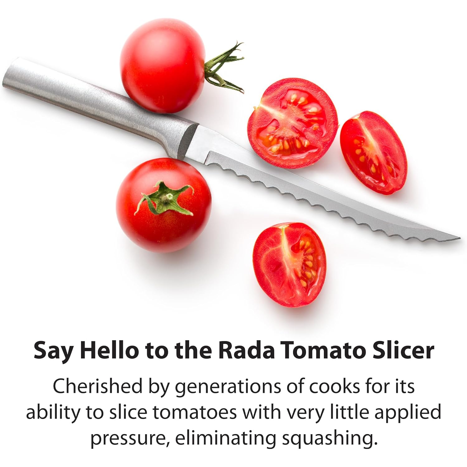 Rada Cutlery Tomato Slicer Knife (R126), 5" Stainless Steel Serrated Blade, Silver Handle
