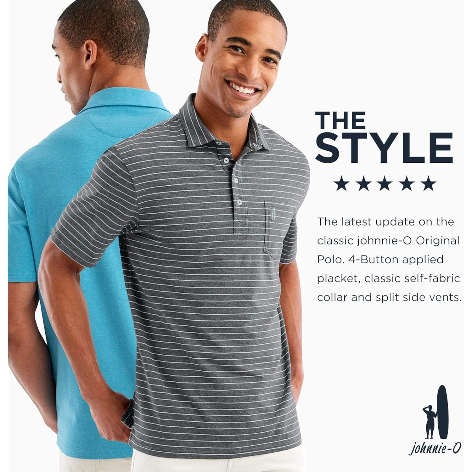 Johnnie-O Lyndonn Polo | Men'S Striped Performance Polo | 3-Button | Moisture-Wicking | 4-Way Stretch | Upf 50