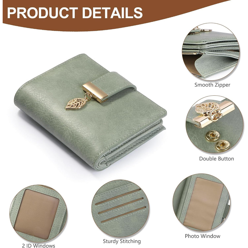 Small Wallet Women Rfid Blocking Leather Bifold Wallet Credit Card Holder For Women Ladies Compact Wallet Mini Purse With Zipper Pocket