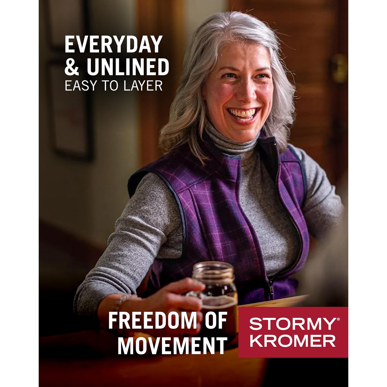 Stormy Kromer The Ida Outfitter, Wool Blend Outdoor Vest, Full Zip W/Princess Seams, Three Pockets, Unlined Lightweight Fit
