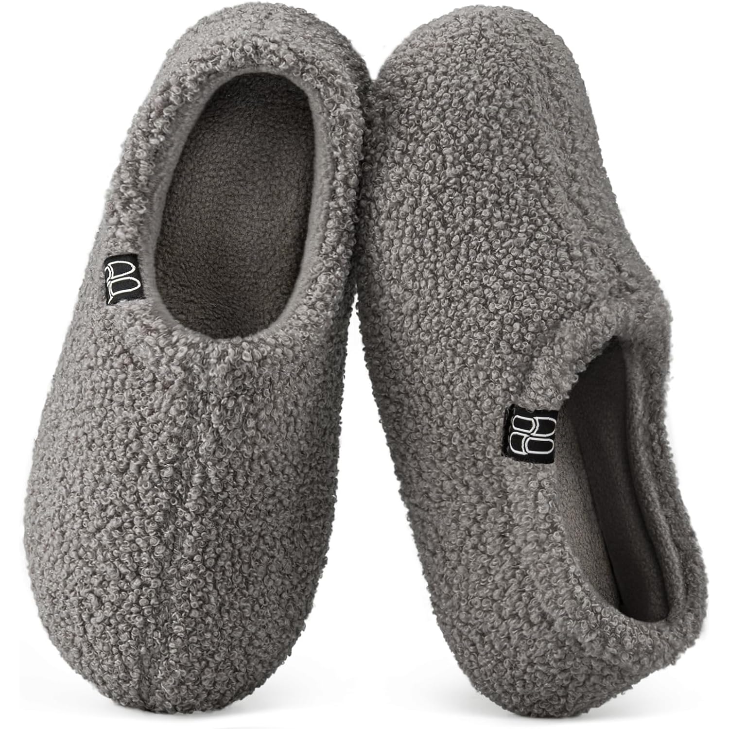 Hometop Women'S Fuzzy Curly Fur Memory Foam Loafer Slippers With Polar Fleece Lining