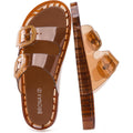 Bronax Jelly Sandals For Women, Clear Adjustable Double Buckle Casual Slip On Slides For Vacation Pool Outdoor