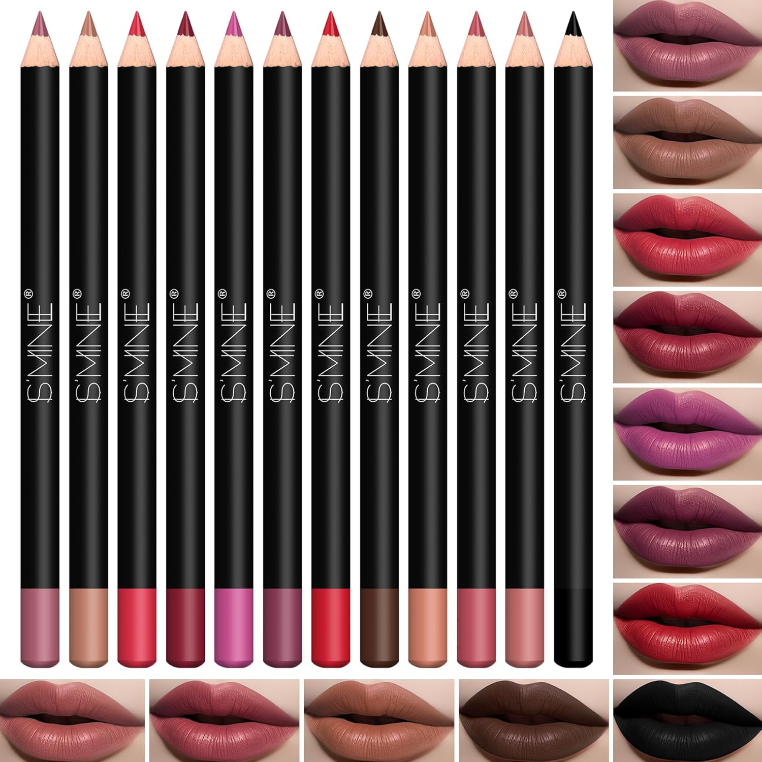 IS'MINE Matte Lip Liner Set - 12 Assorted Colors High Pigmented Natural Lip Makeup Soft Pencils Longwear Smooth Ultra Fine (Color Set -1)
