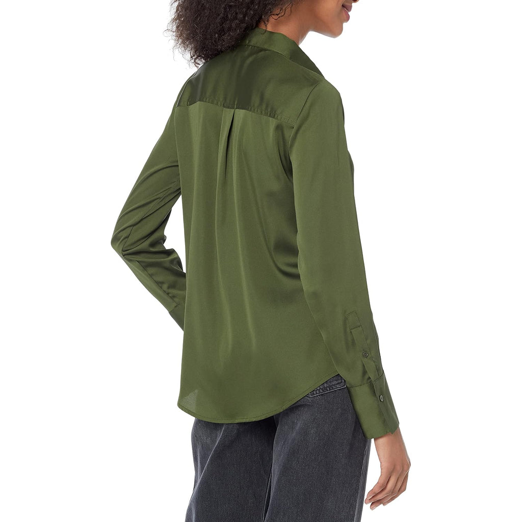 Amazon Essentials Women'S Regular-Fit Satin Button Down Shirt (Available In Plus Size)