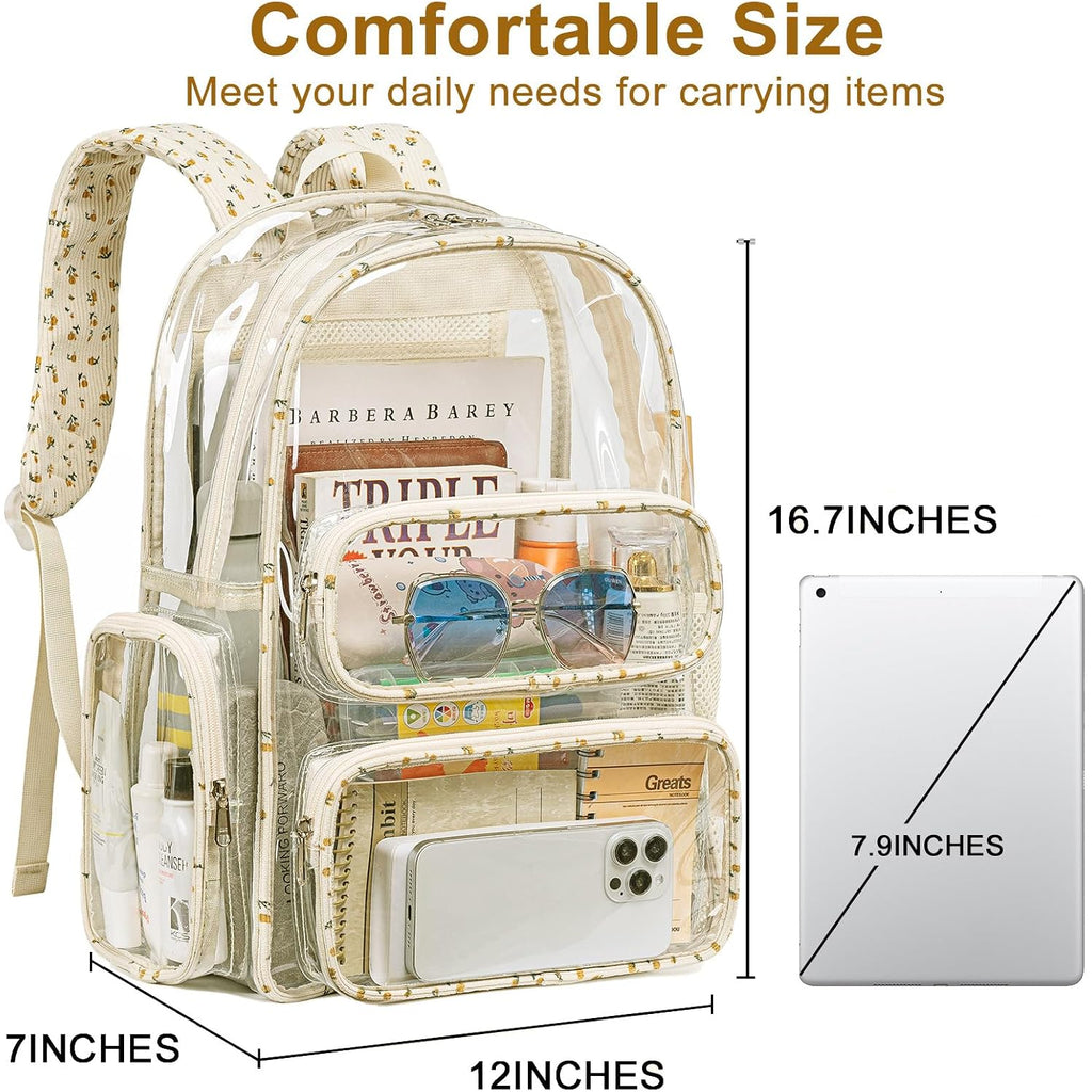 Btoop Clear Backpack Heavy Duty Transparent Backpack 17" See Through Bookbag For College Work Festival Security Padded Strap