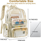 Btoop Clear Backpack Heavy Duty Transparent Backpack 17" See Through Bookbag For College Work Festival Security Padded Strap