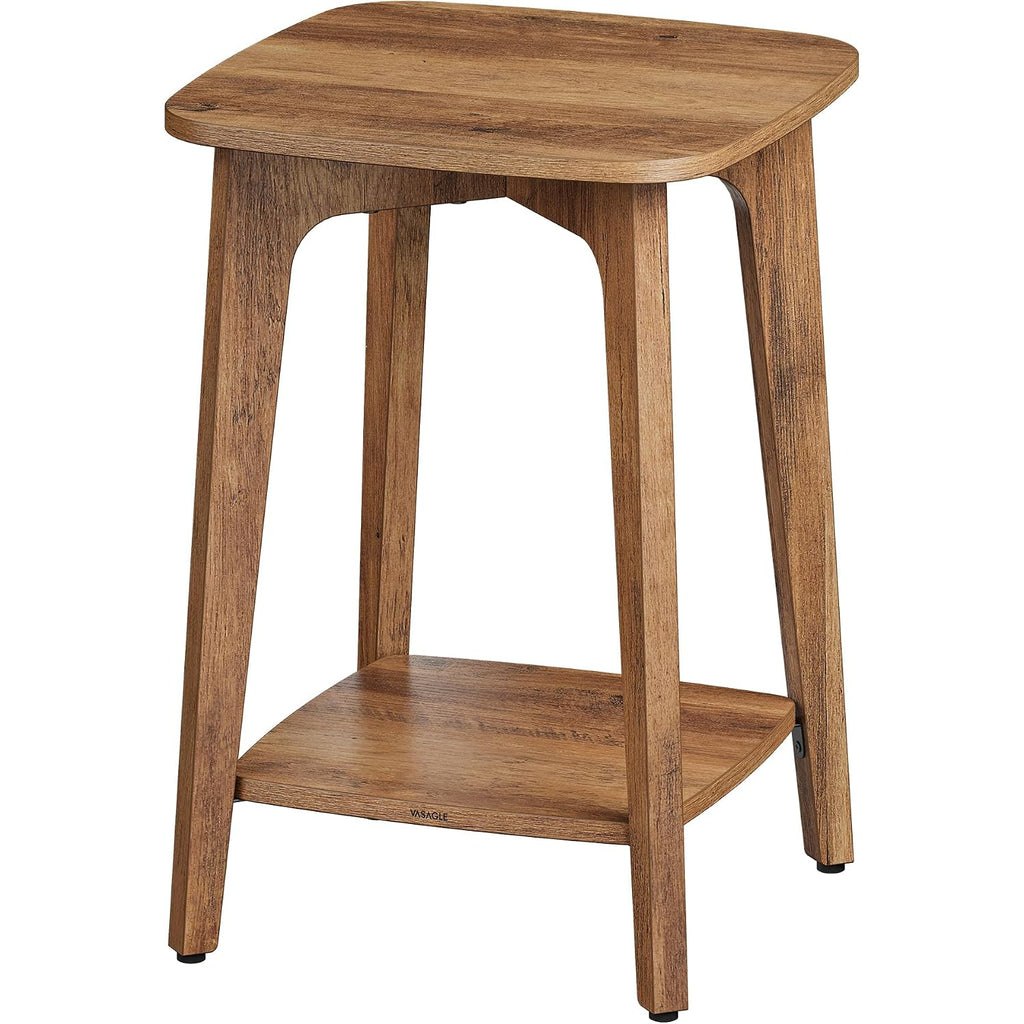 Vasagle Side Table, 2-Tier Small Square End Table, Nightstand | With Tapered Legs, Curved Transitions, Honey Brown, Maezo Collection, Ulet236K01