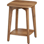 Vasagle Side Table, 2-Tier Small Square End Table, Nightstand | With Tapered Legs, Curved Transitions, Honey Brown, Maezo Collection, Ulet236K01