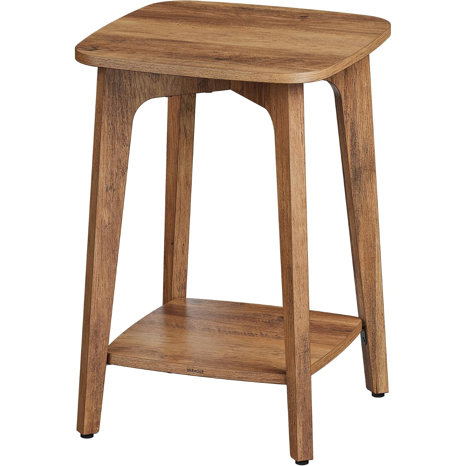 Vasagle Side Table, 2-Tier Small Square End Table, Nightstand | With Tapered Legs, Curved Transitions, Honey Brown, Maezo Collection, Ulet236K01