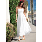Prettygarden Womens Sleeveless Maxi Summer Dresses 2026 Hollow Out Eyelet Square Neck Ruffle Flowy Beach Vacation Sundress