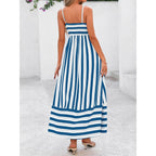 Prettygarden Women Summer Maxi Dresses 2026 Spaghetti Strap Boho Floral Striped Wedding Guest Beach Vacation Flowy Long Dress