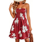 Chicgal Summer Dresses For Women Beach Cover Ups Strapless Boho Floral Print Sundress 2026