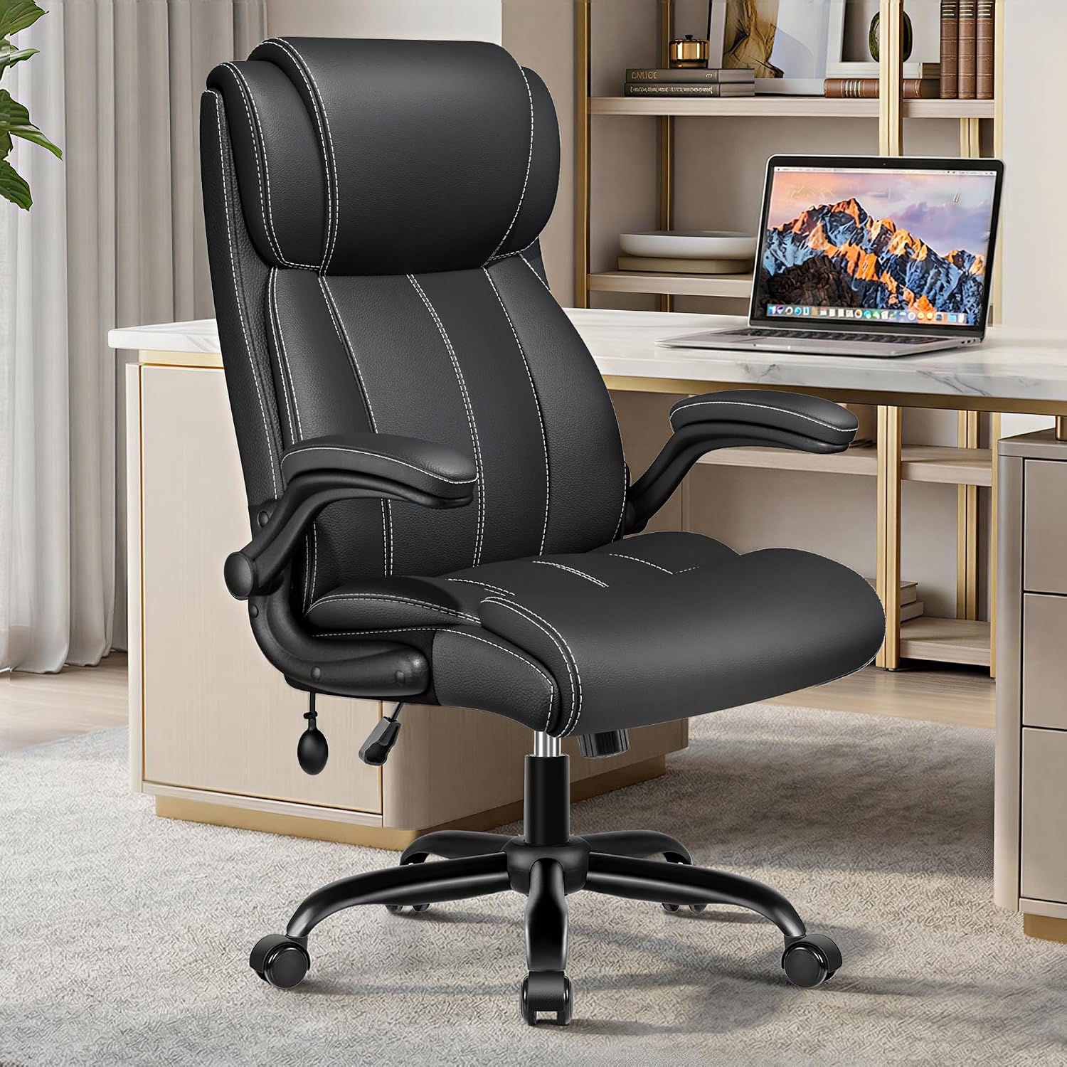 Ergonomic Office Chair, High Back Executive Leather Desk Chair