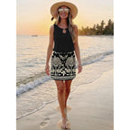 Saukole Womens Summer Causal Loose Sleeveless Crew Neck Drawstring Waist Mini Short Dress With Pockets