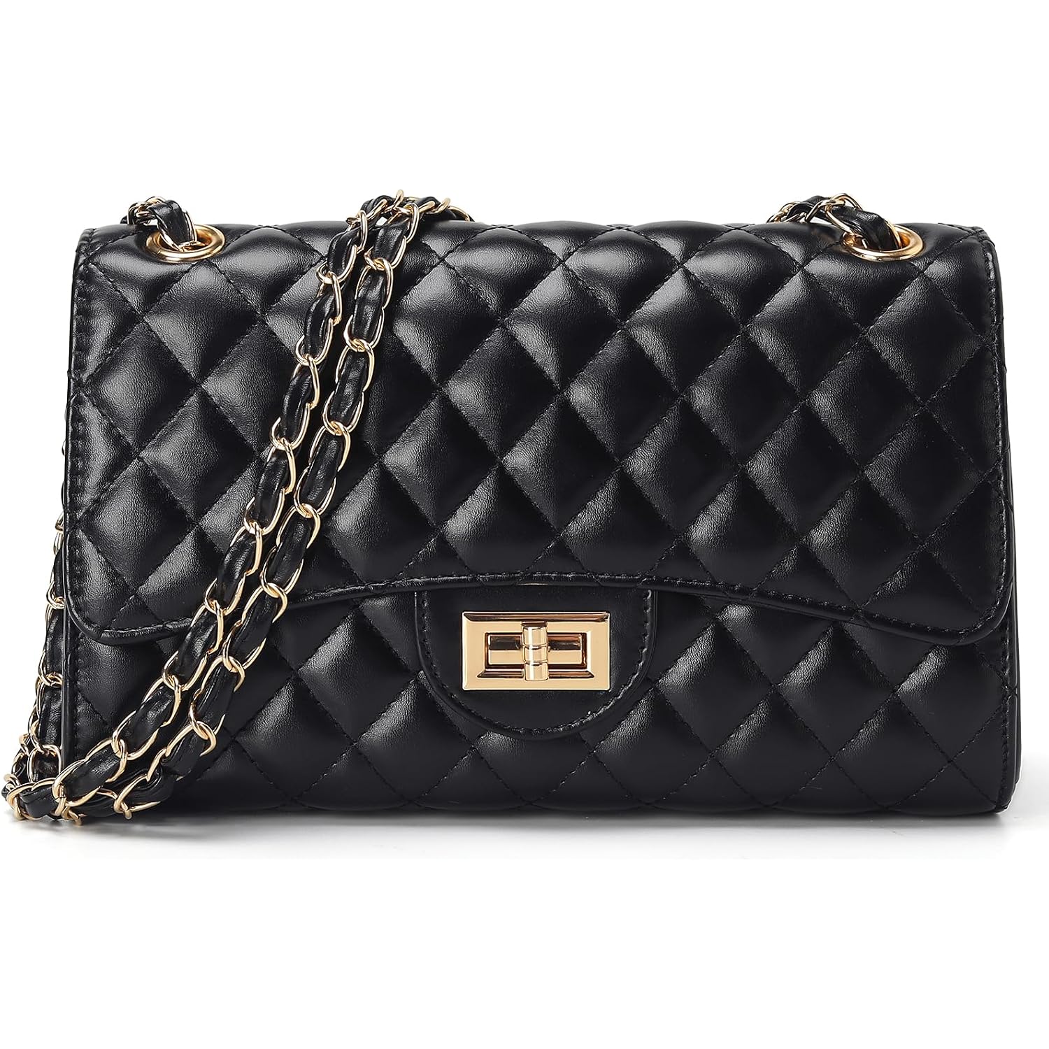 Quilted Leather Crossbody Bags For Women Trendy Ladies Shoulder Purse Satchel Handbag With Chain Strap