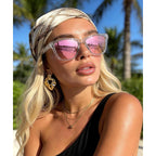 KALIYADI Womens-Sunglasses Polarized Sunglasses-Womens Trendy: Retro Sun Glasses with UV Protection for Travel Driving A02-black/Gradient Brown/Pink