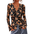 Button Down Shirts for Women 2026 Spring Boho Tops V Neck Long Sleeve Blouses Ruched Mesh Fitted Fashion Clothing