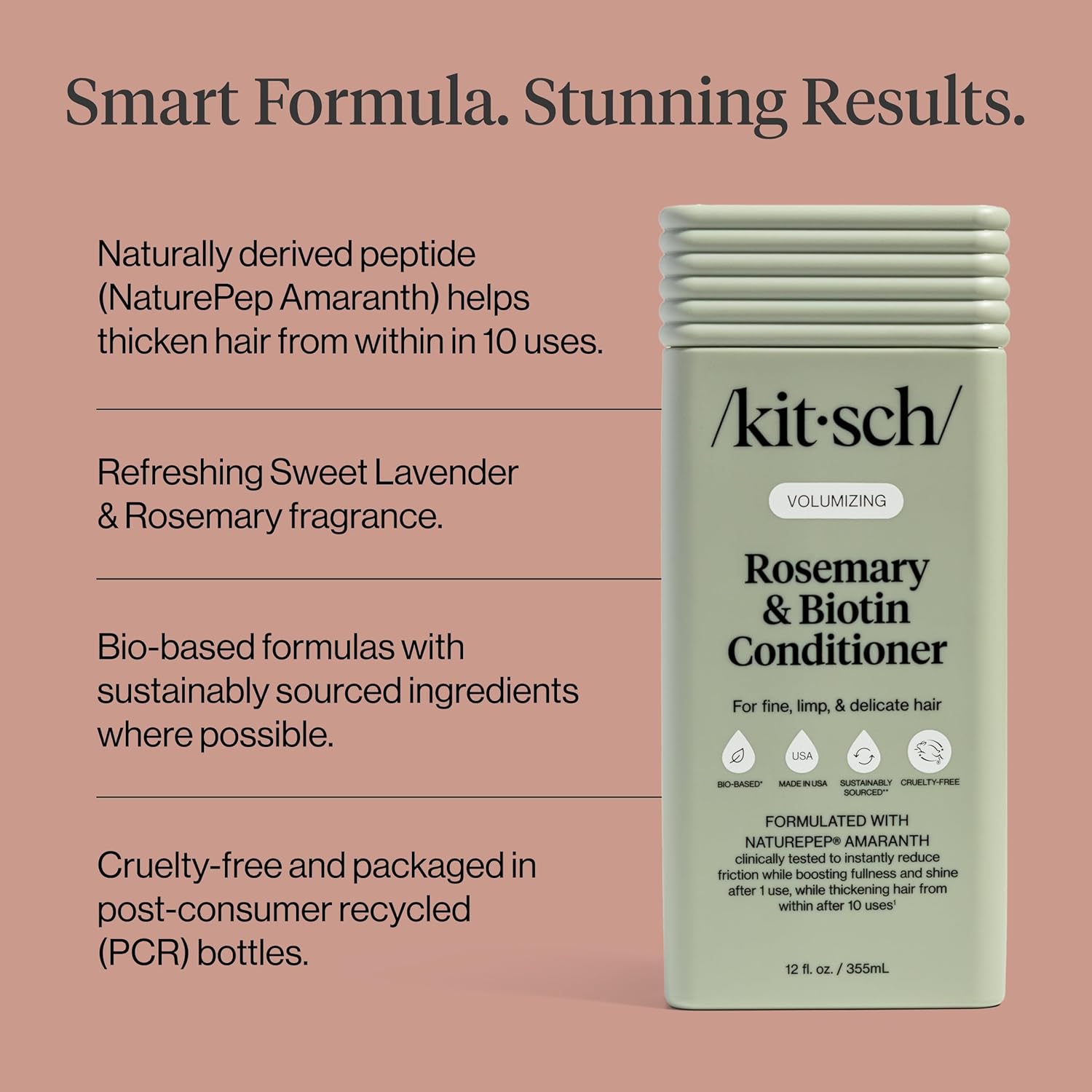 Kitsch Volumizing Rosemary & Biotin Liquid Conditioner for Women and Men for Hair Growth – Boosts Fullness & Shine After 1 Use, Thickening Bio-Based Hair Care, Color-Safe, Made in USA – 12.3 oz