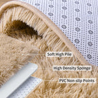 Soft Runner Rugs for Bedroom Hallways, 2x6 Beige Fluffy Shag Throw Area Rug Non Slip for Bedside Dorm, Long Shaggy Furry Carpet for Nursery Living Room