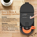 Horavie Small Single Serve Coffee Maker, Fast Brew One Cup Coffee Machine For K Cup And Grounds, 6 To 12 Oz. Brew Sizes, Pod Coffee Maker With Descaling Reminder And Viewing Tank, Black