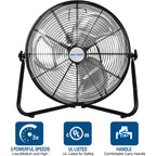 Bilt Hard 20 Inch Heavy Duty Floor Fan - 4650 Cfm High Velocity, 3-Speed With Wall-Mounting System, Industrial Shop Fan For Commercial, Garage, And Greenhouse