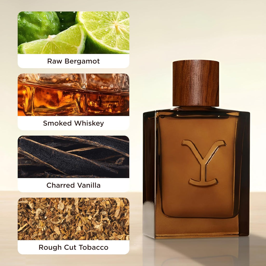 Tru Western Yellowstone Ride Men’s Handcrafted Cologne Spray for Men, Raw Bergamot, Smoked Whiskey, Charred Vanilla & Rough‑Cut Tobacco, 3.4 fl oz (100 ml)