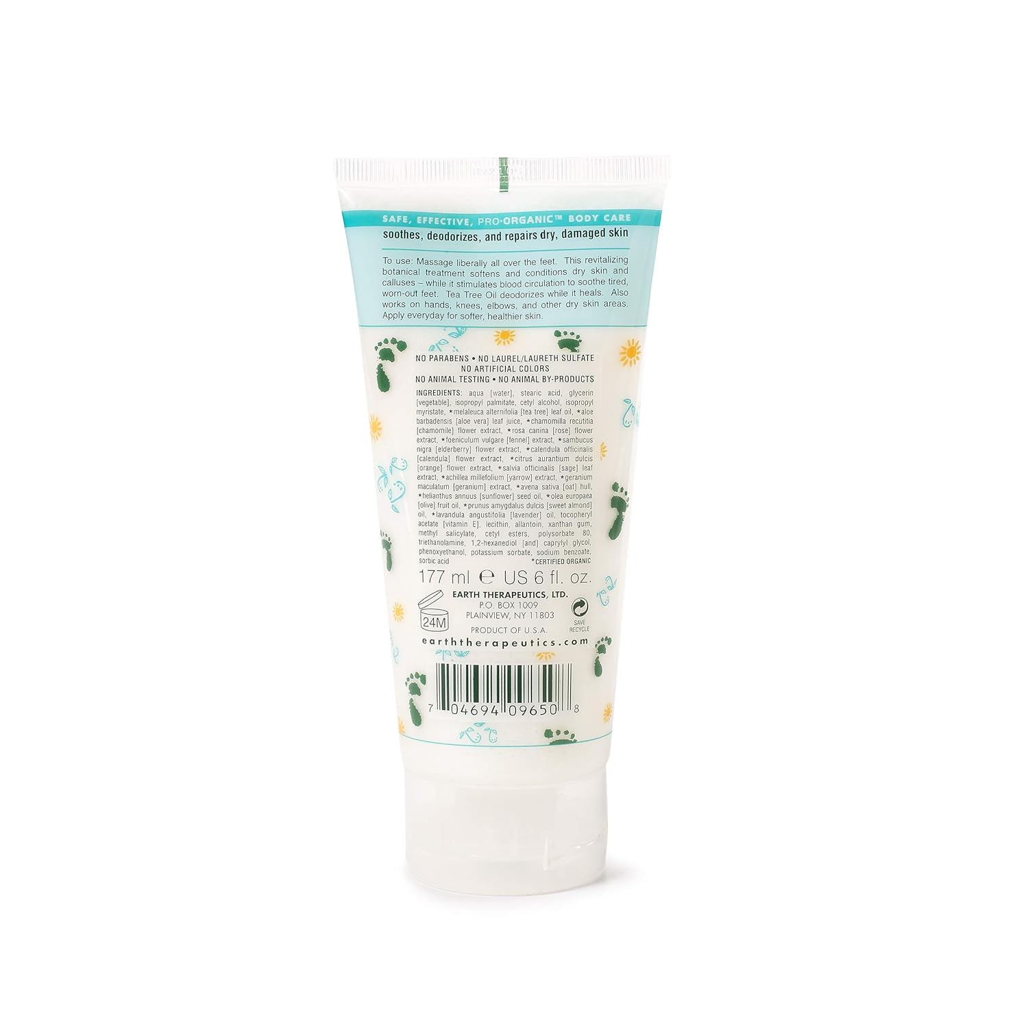 Earth Therapeutics Tea Tree Oil Foot Balm – Australian Tea Tree Oil w/Aloe Vera & Chamomile – Hydrates, Softens & Conditions Dry Cracked Feet, Heel and Calluses – Soothe Irritated Skin – 6 Oz