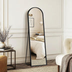 Fictor Arched Full Length Mirror 15" X 56", Full Body Floor Mirror With Adjustable Stand, Free Standing Mirror With Aluminum Frame For Bedroom, Living Room, Cloakroom, Black