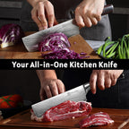 Paudin Nakiri Knife - 7" Razor Sharp Meat Cleaver And Vegetable Kitchen Knife, High Carbon Stainless Steel, Multipurpose Asian Chef Knife For Home And Kitchen With Ergonomic Handle