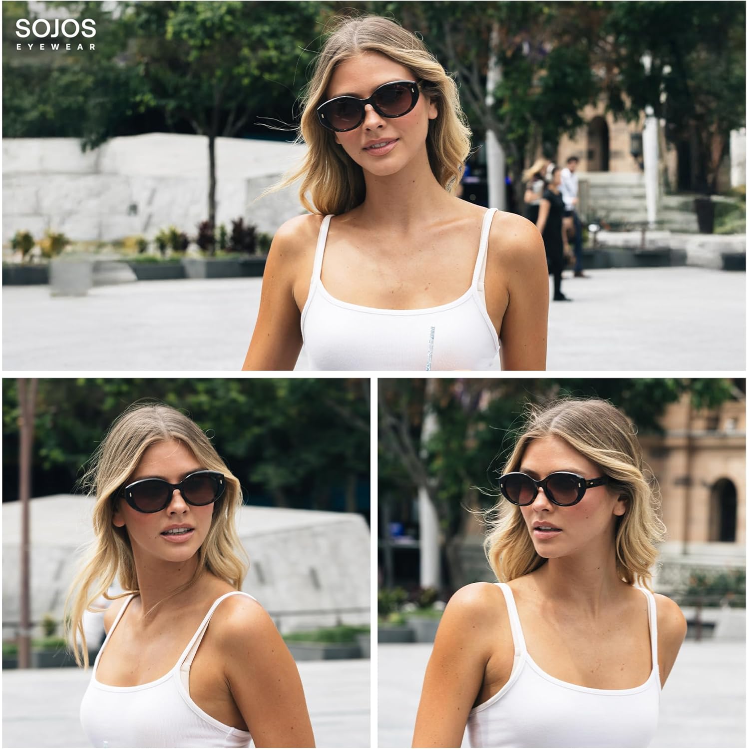 SOJOS Trendy Oval Polarized Sunglasses for Women Classic Round Retro UV Protection Shade SJ2675