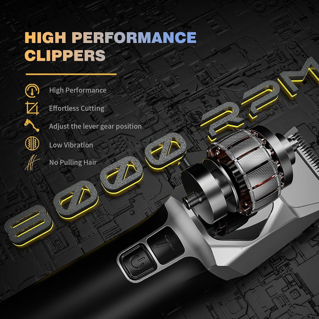 Angfan Hair Clippers For Men 8000Rpm Brushless Motor 440C Steel Blades | Barber-Grade Cordless Clipper Trimmer Set, 5-Speed, For Fade Designs, Hair Cutting Tools For Professional Barbers
