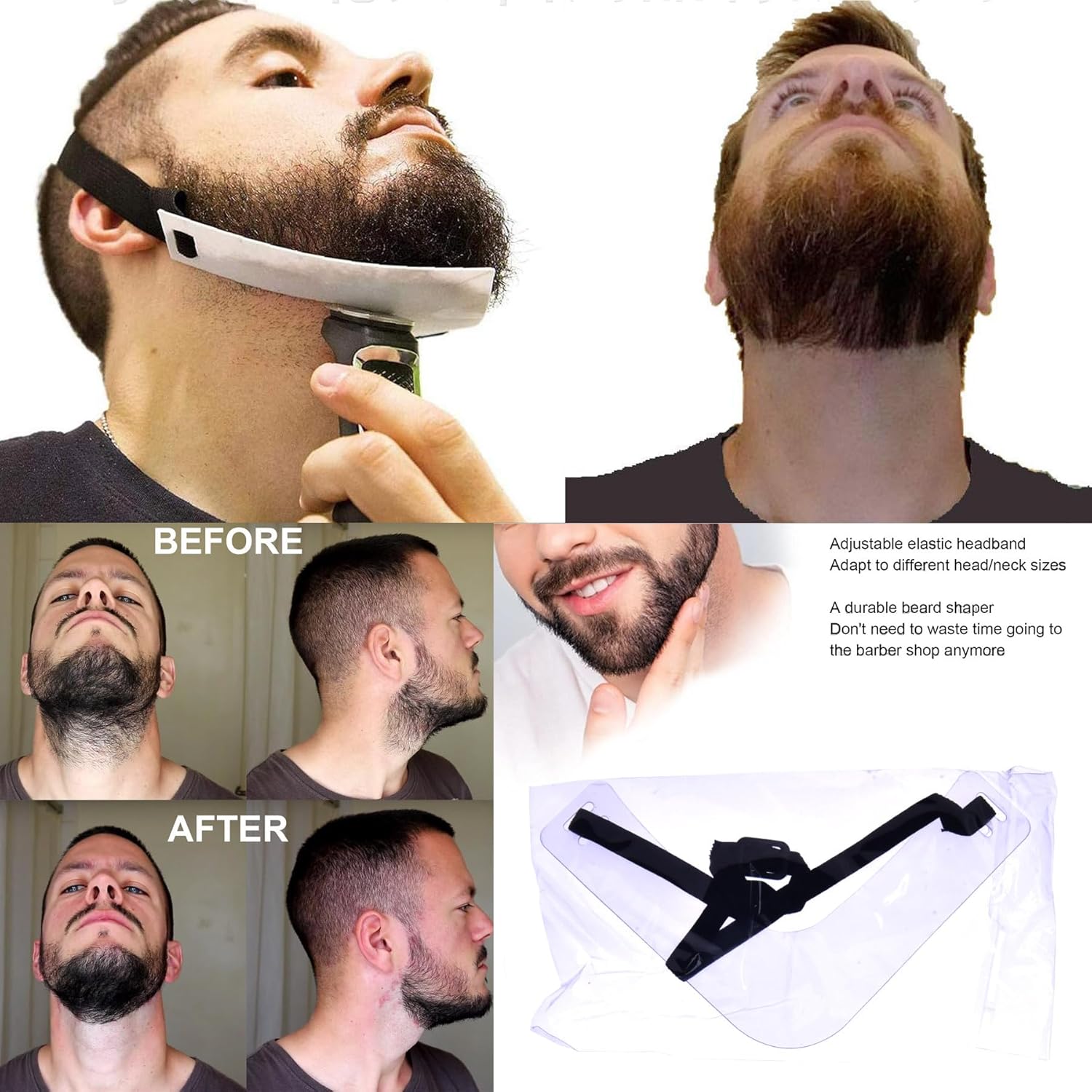 Beard Trimming Guide Tool, 3Pcs Neckline Shaping Goatee Mustache Grooming Facial Hair Styling Template Face Hair Ruler Combs