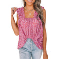 Prettygarden Boho Floral Tank Tops For Women, Shirred Straps Pleated Summer Casual Sleeveless Shirts Tops Beach Blouses