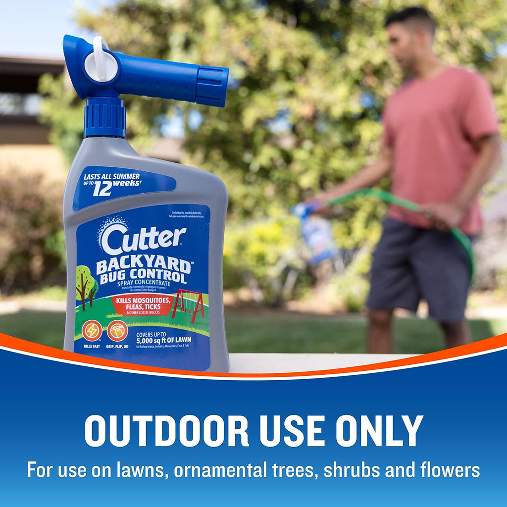 Cutter Backyard Bug Control Spray Concentrate (2 Pack), Kills Mosquitoes, Fleas & Listed Ants, 32 Fl Ounce