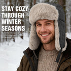 Winter Hat for Men Women Trapper Hat with Ear Flaps, Windproof Russian Trooper Hat for Cold Weather Hunting Skiing