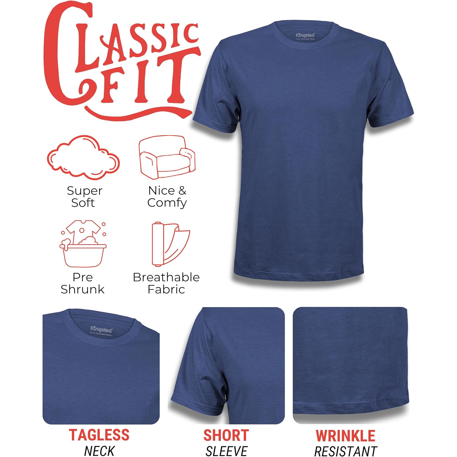 Kingsted T-Shirts For Men Pack - Royally Comfortable - Super Soft Premium Fabric - Well-Crafted Classic Tee