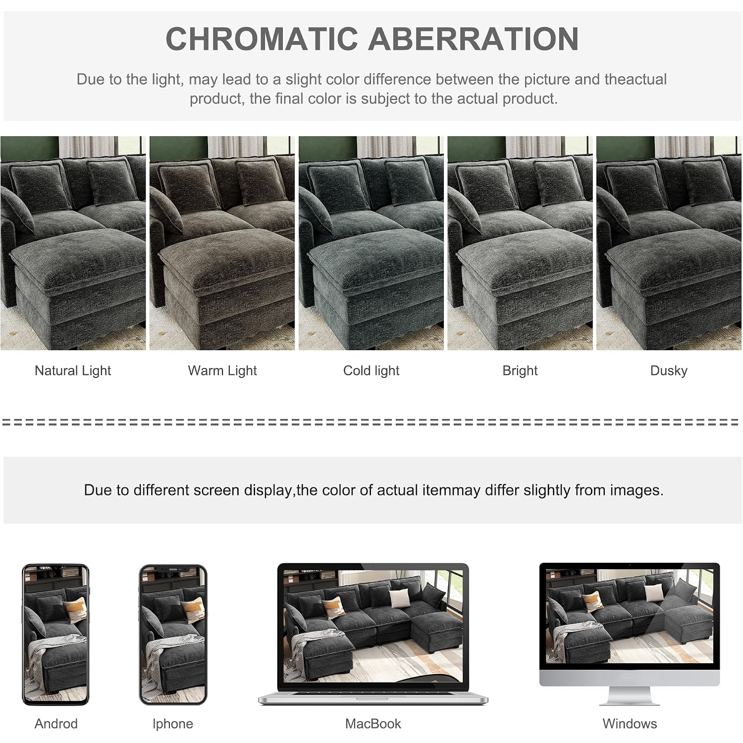 107" Cloud Couch Sectional, U Shaped Modular Sectional Sofa, 4-Seat Deep Seat Couch With 6 Removable Washable Pillows And 2 Ottoman For Living Room, Bedroom, Apartment, Black Grey