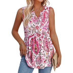 WIHOLL Tank Tops for Women Summer Babydoll Peplum Tops V Neck Sleeveless Shirts Dressy Casual Blouses Beach Vacation Clothes