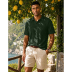 Jmierr Mens Polo Shirt Textured Knit Button Casual Short Sleeve Summer Vacation Beach Stretchy Golf Shirts