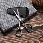 Small Precision Scissors, 3.5Inch Stainless Steel Multi-Purpose Vintage Beauty Grooming Kit For Facial Hair, Eyebrow, Eyelash, Beard, Moustache With Pu Sheath