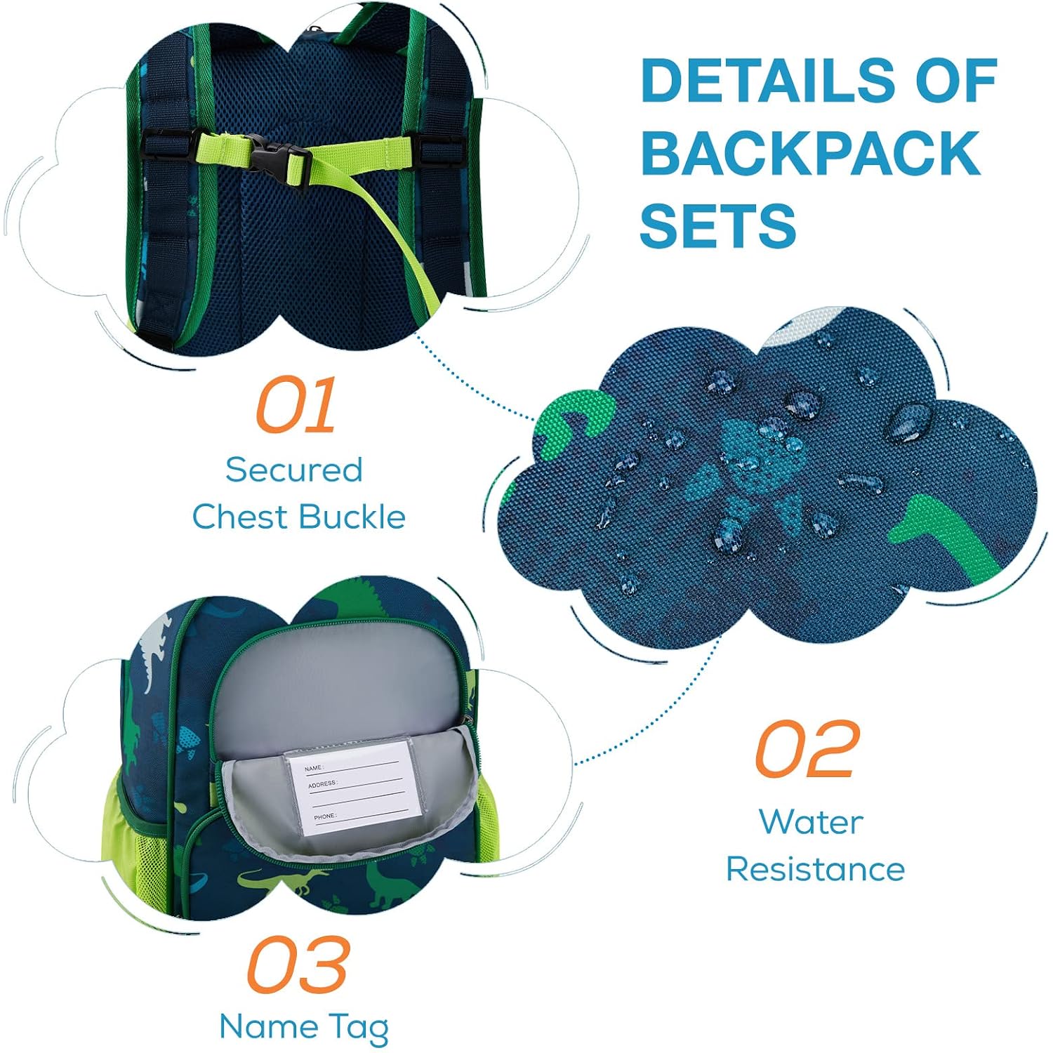 Mommore Kids Backpack Set Kindergarten School Bookbag For Boys Girls