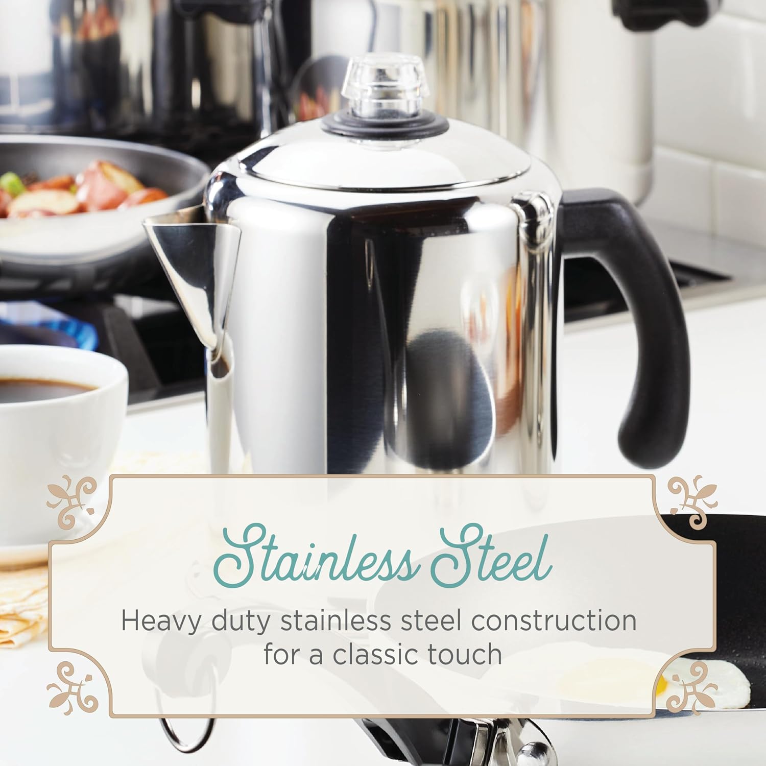 Farberware Classic Yosemite Stainless Steel Coffee Percolator - 8 Cup, Silver