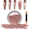 Laza Chrome Nail Powder Mirror Effect Metallic Dust Holographic Glitter Glazed Manicure Decoration Reflective Pigment for DIY Gel Polish Nail Art, Resin Craft, Gifts - Rose Gold