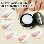 Solid Sculpture Builder Gel, 3D Nail Gel Milky White Non-Stick Hand Nail Extension Gel for Carving Patterns Decoration Nail Art Emboss Hard Gel for Nails Mnicure DIY at Home 14g(0.49 oz)